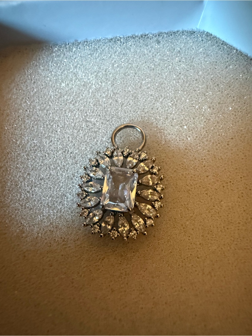 Sterling Silver Clear Crystal Sunburst Pendant - Elegant Women’s Jewelry